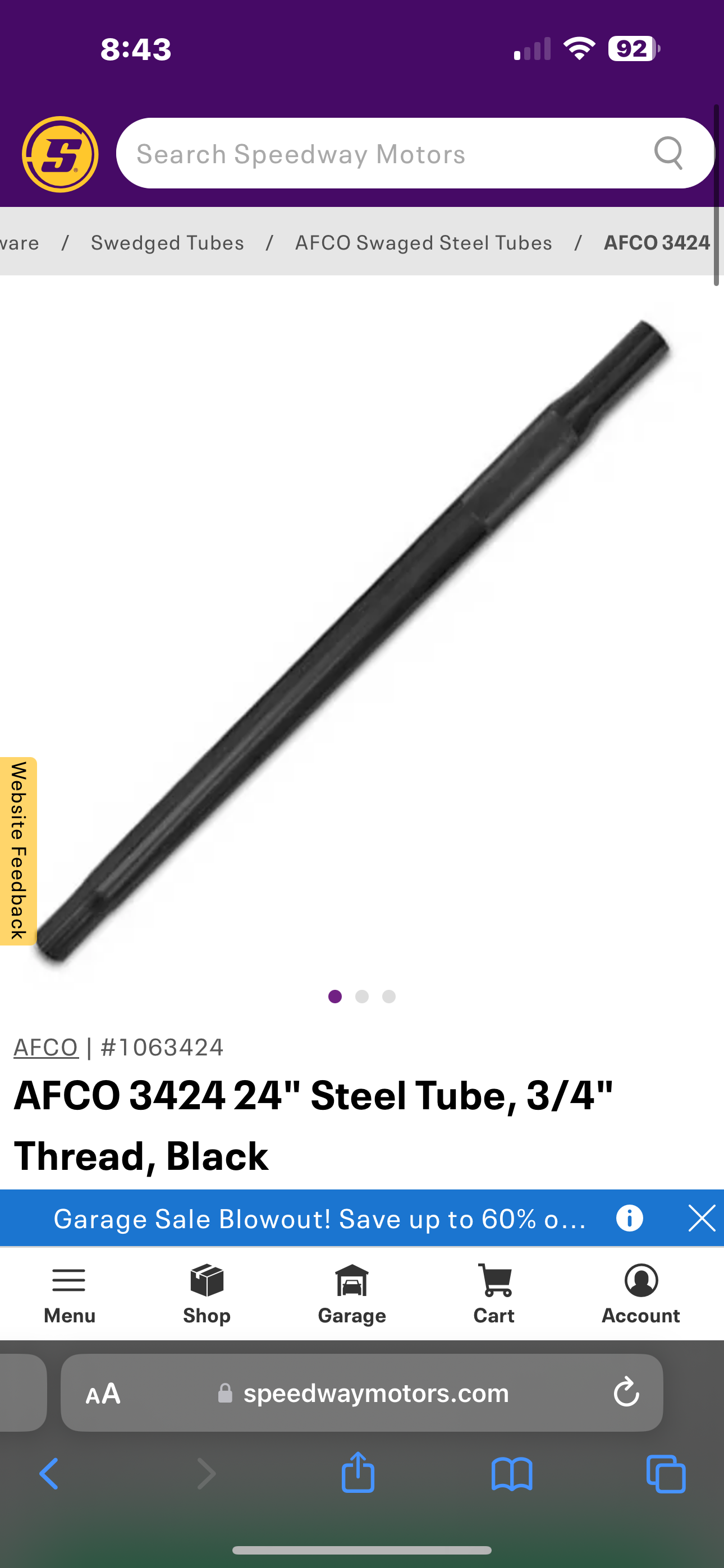 Steel Tube, 3/4" Thread, Black