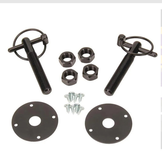 Black Aluminum Hood Pin Kit with Q-Clips