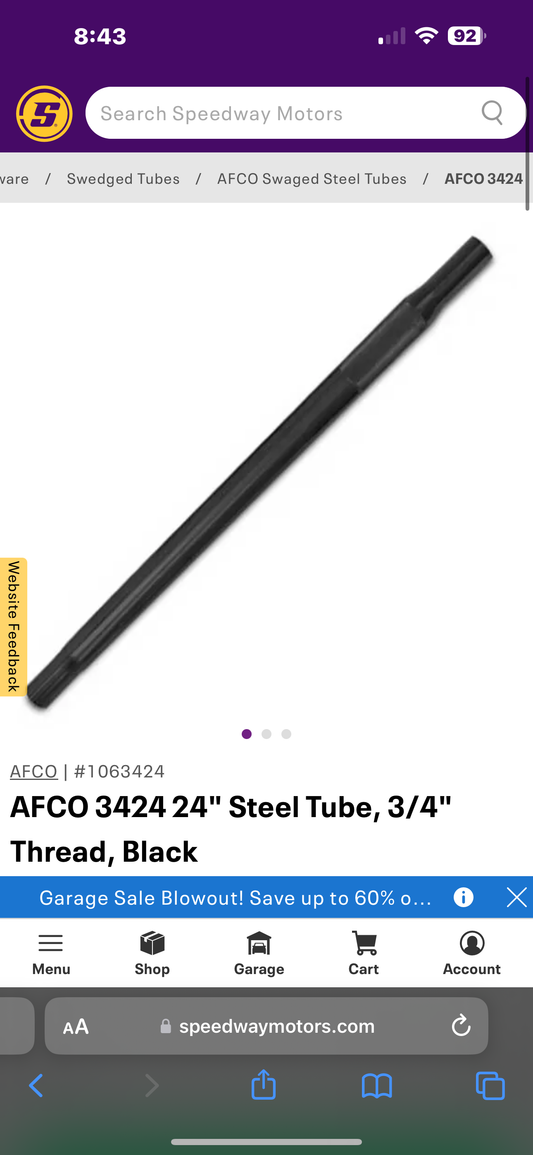 Steel Tube, 3/4" Thread, Black